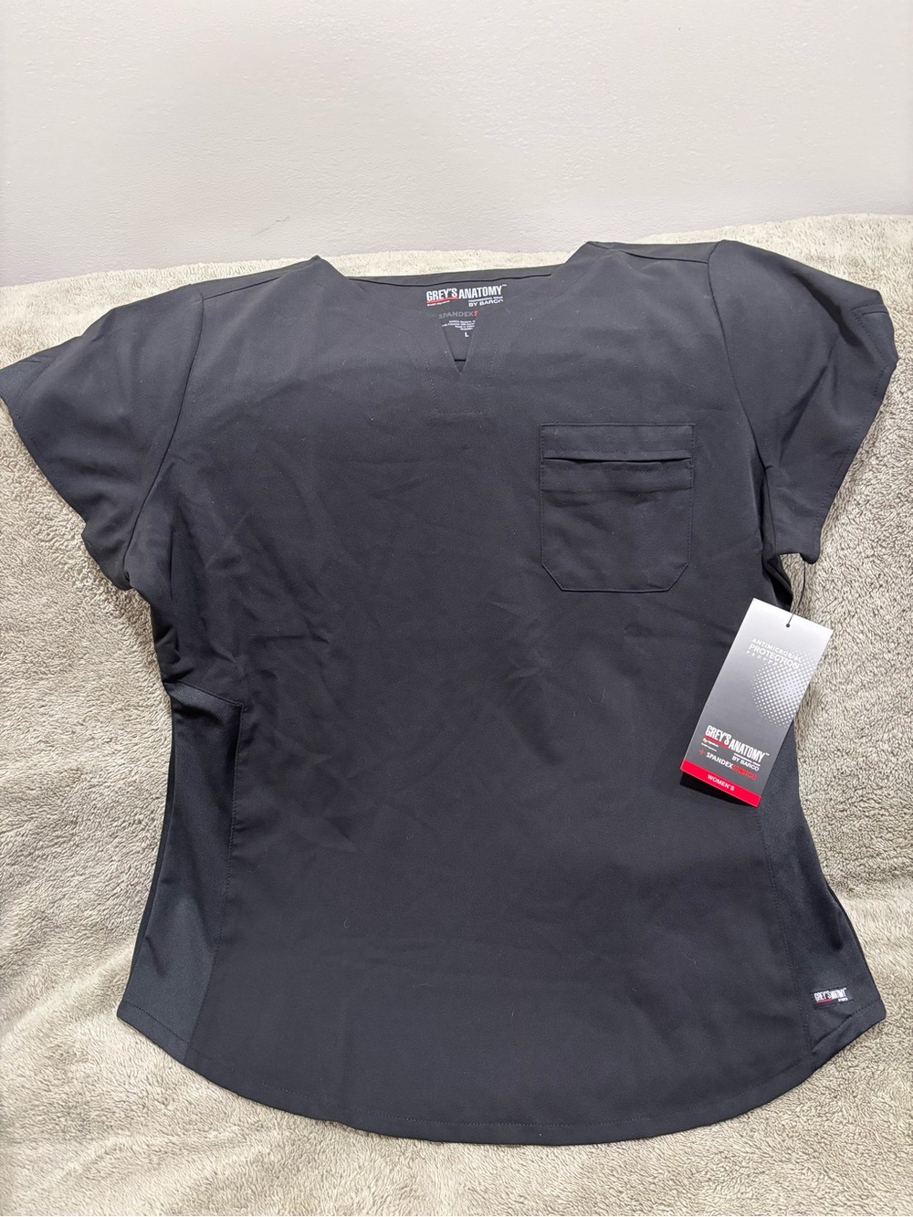 Grey's Anatomy Black Women's Scrub Tunic with Chest Pocket